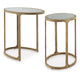 Irma Nesting Accent Table | Mirror Tops | Set of 2 | Antique Gold Metal