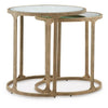 Irma Nesting Accent Table | Mirror Tops | Set of 2 | Antique Gold Metal
