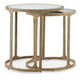 Irma Nesting Accent Table | Mirror Tops | Set of 2 | Antique Gold Metal