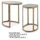 Irma Nesting Accent Table | Mirror Tops | Set of 2 | Antique Gold Metal