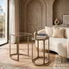 Irma Nesting Accent Table | Mirror Tops | Set of 2 | Antique Gold Metal