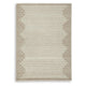 Emery Medium Area Rug with Brown Stepped Border Design | Beige Tufted Wool 5x7