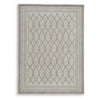 Winie Medium Area Rug with Trellis Motifs | Bordered Design | Gray Tufted Wool 5x7