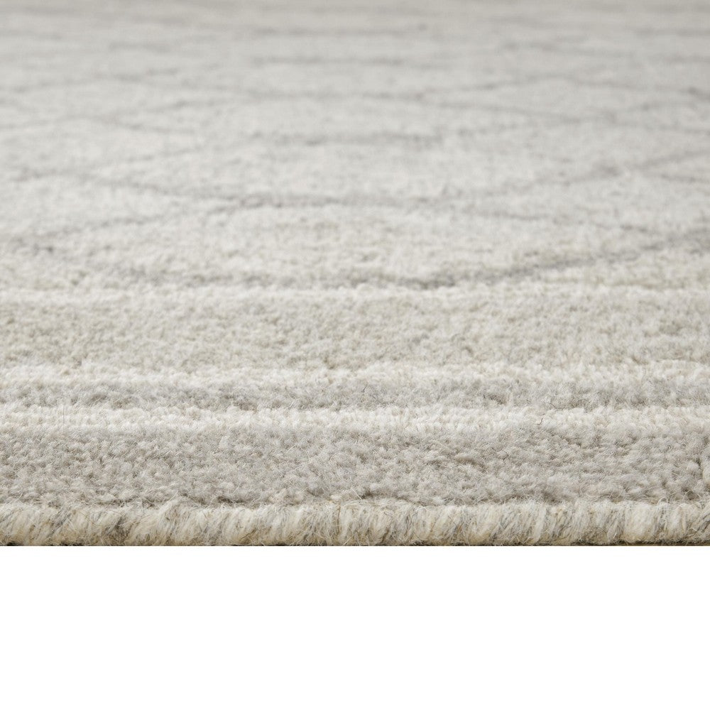 Winie Medium Area Rug with Trellis Motifs | Bordered Design | Gray Tufted Wool 5x7