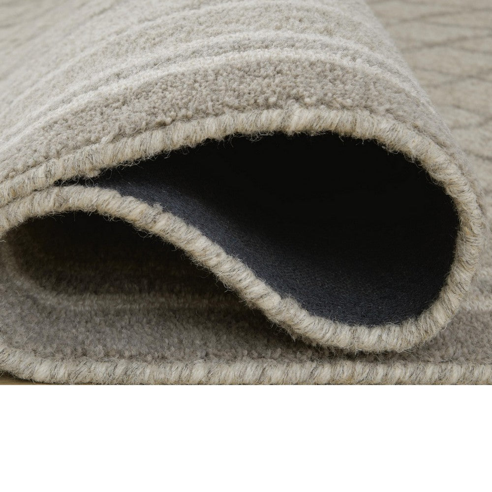 Winie Medium Area Rug with Trellis Motifs | Bordered Design | Gray Tufted Wool 5x7