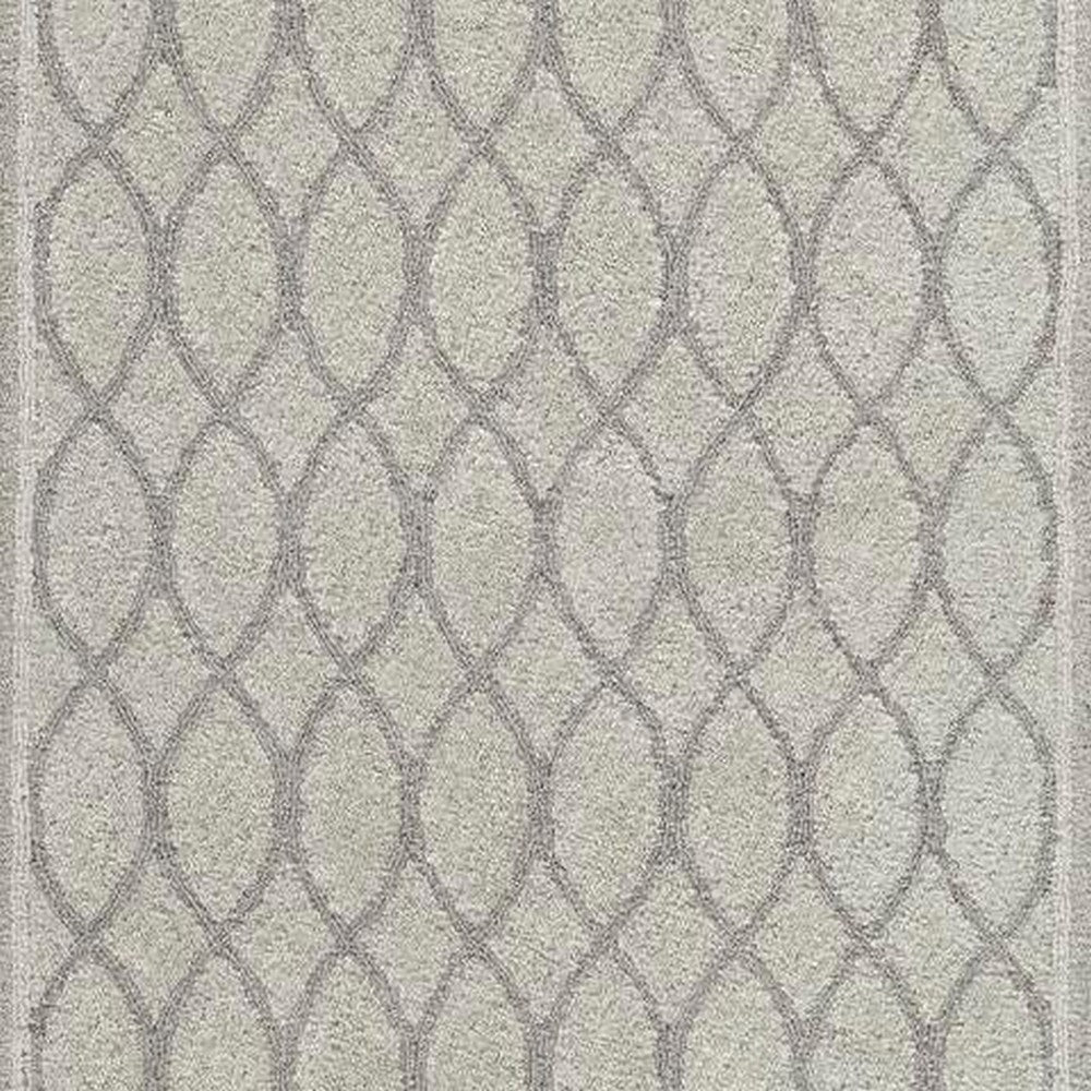 Winie Medium Area Rug with Trellis Motifs | Bordered Design | Gray Tufted Wool 5x7