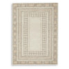 Adam H&-Tufted Medium Area Rug with Brown Geometric Border | Taupe Wool-Jute 5x7