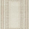 Adam H&-Tufted Medium Area Rug with Brown Geometric Border | Taupe Wool-Jute 5x7