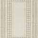 Adam H&-Tufted Medium Area Rug with Brown Geometric Border | Taupe Wool-Jute 5x7
