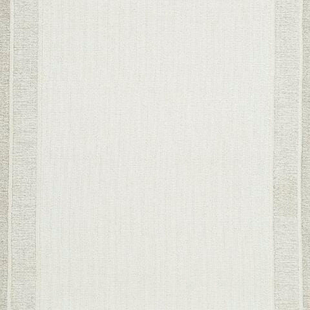 Teena H&-Tufted Medium Area Rug with Tan Bordered Patterns | Ivory Wool 5x7