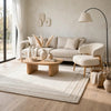 Teena H&-Tufted Medium Area Rug with Tan Bordered Patterns | Ivory Wool 5x7