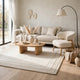 Teena H&-Tufted Medium Area Rug with Tan Bordered Patterns | Ivory Wool 5x7