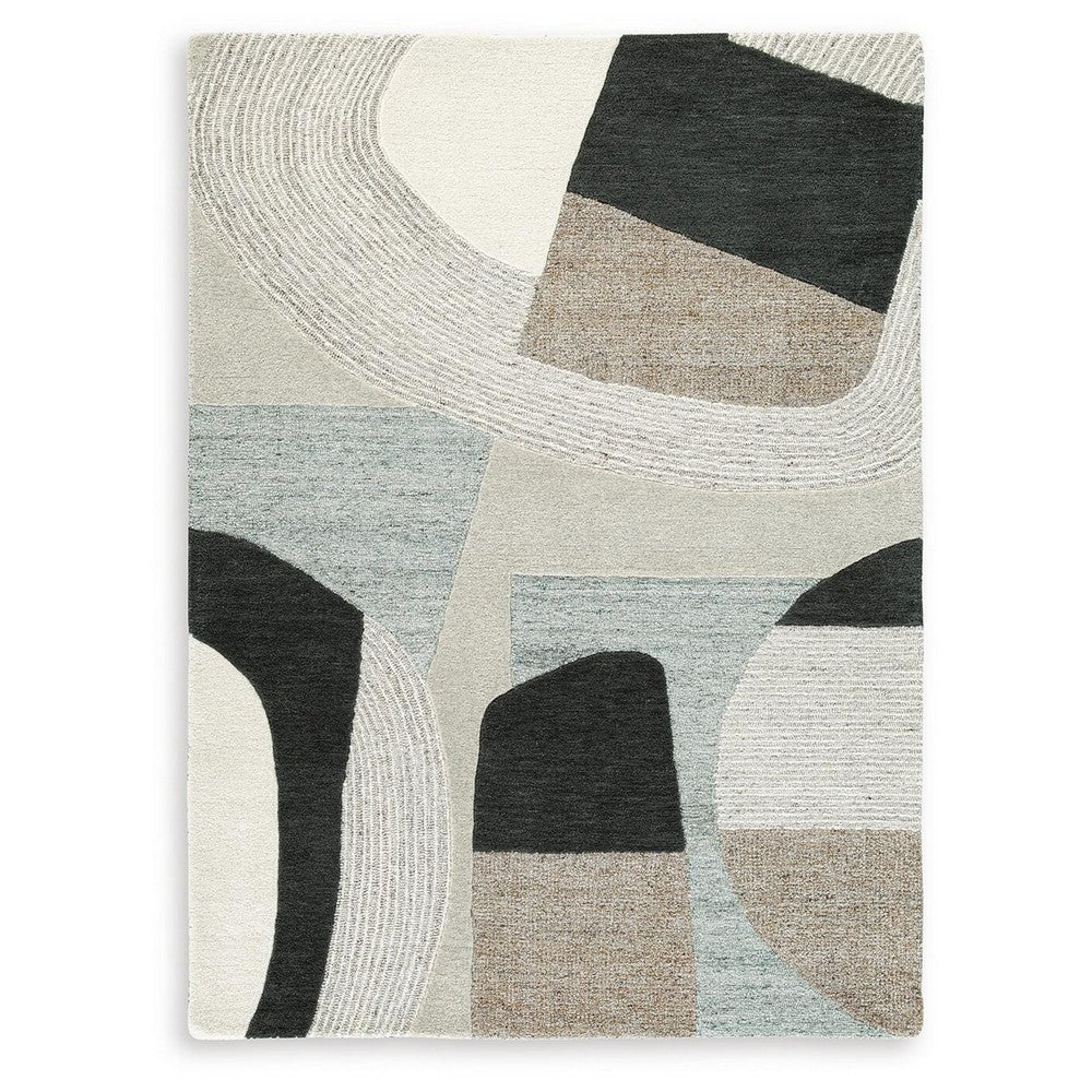 Edric Medium Area Rug | Abstract Geometric Designs | Multicolor Wool-Polyester 5x7