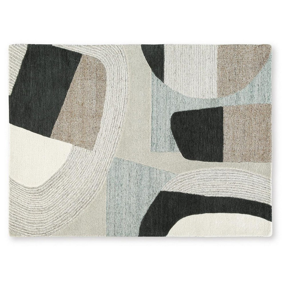 Edric Medium Area Rug | Abstract Geometric Designs | Multicolor Wool-Polyester 5x7