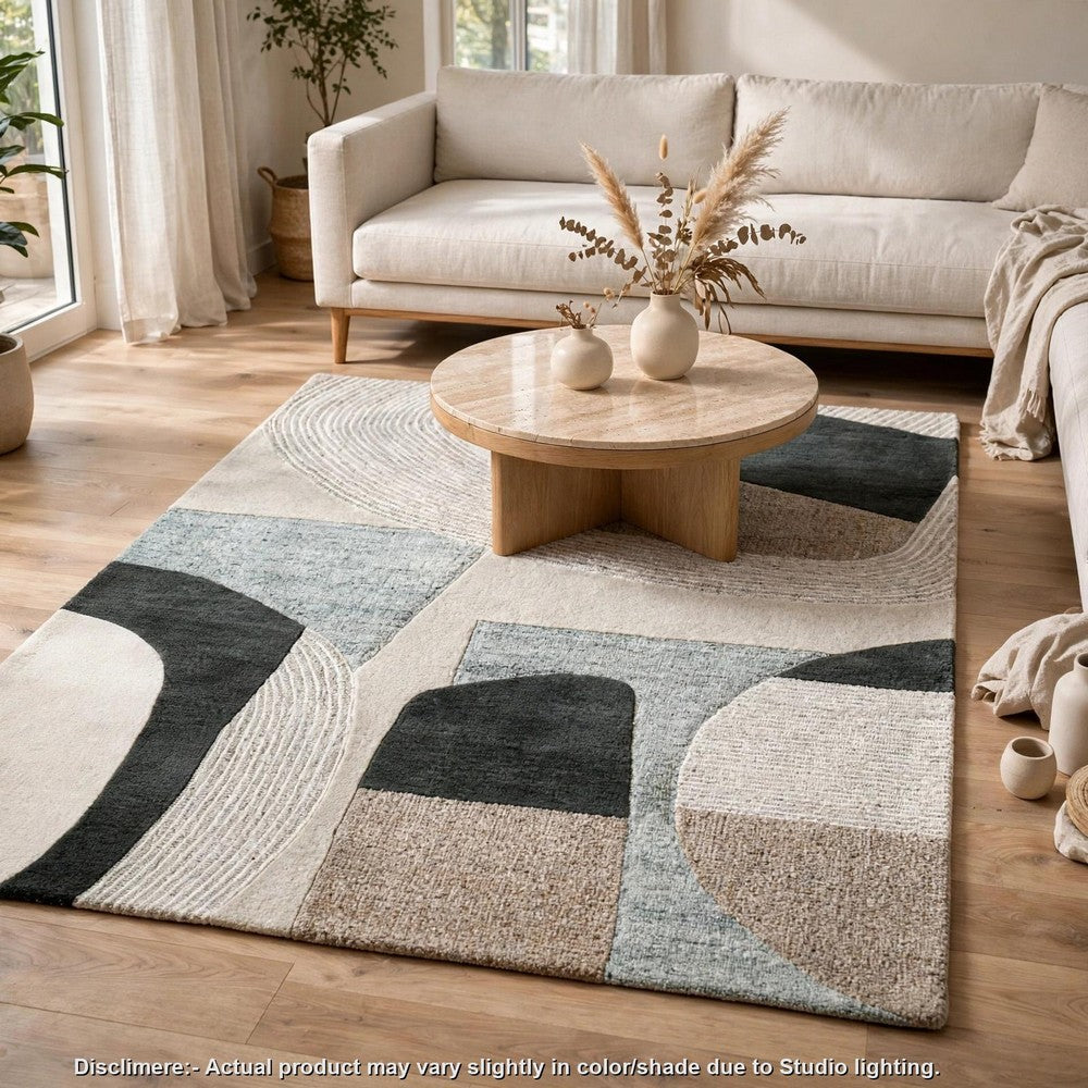 Edric Medium Area Rug | Abstract Geometric Designs | Multicolor Wool-Polyester 5x7