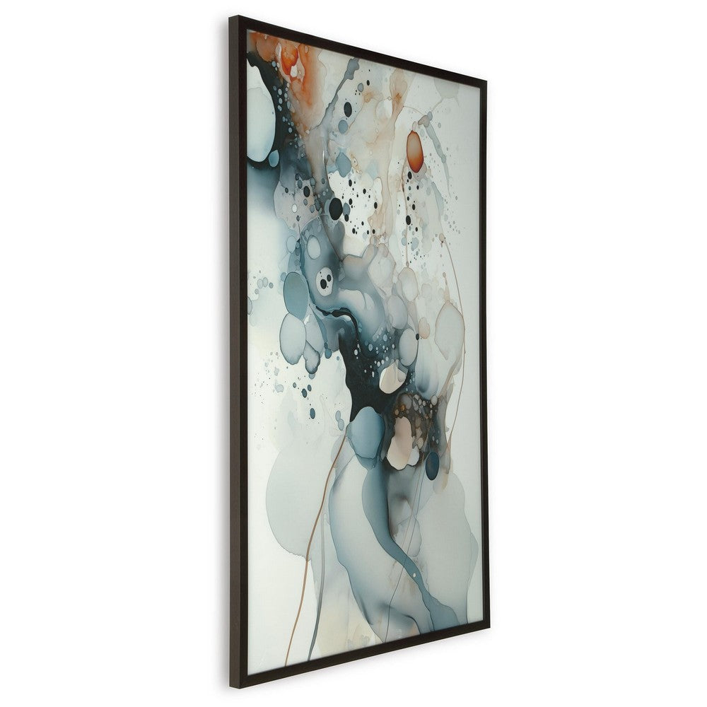 Moxy Wall Art | Fluid Abstract Design | Black Framed Canvas | Multicolor 37x63