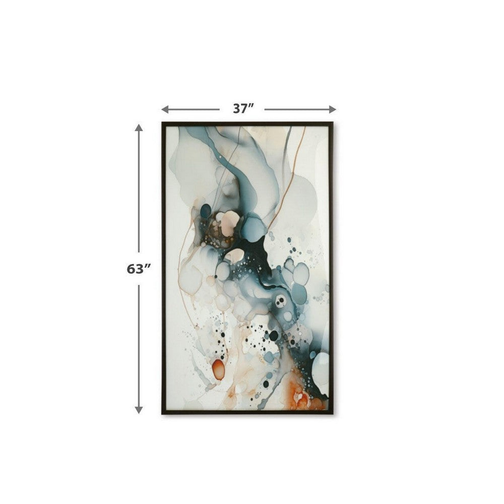 Moxy Wall Art | Fluid Abstract Design | Black Framed Canvas | Multicolor 37x63