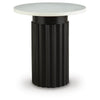 Waina Accent Table with White Marble Top | Black Fluted Metal Frame 20"