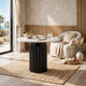 Waina Accent Table with White Marble Top | Black Fluted Metal Frame 20"