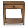 Buckly End Table | Drawer & Lower Shelf | Brown Eucalyptus-Rubberwood 26"