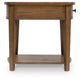 Buckly End Table | Drawer & Lower Shelf | Brown Eucalyptus-Rubberwood 26"