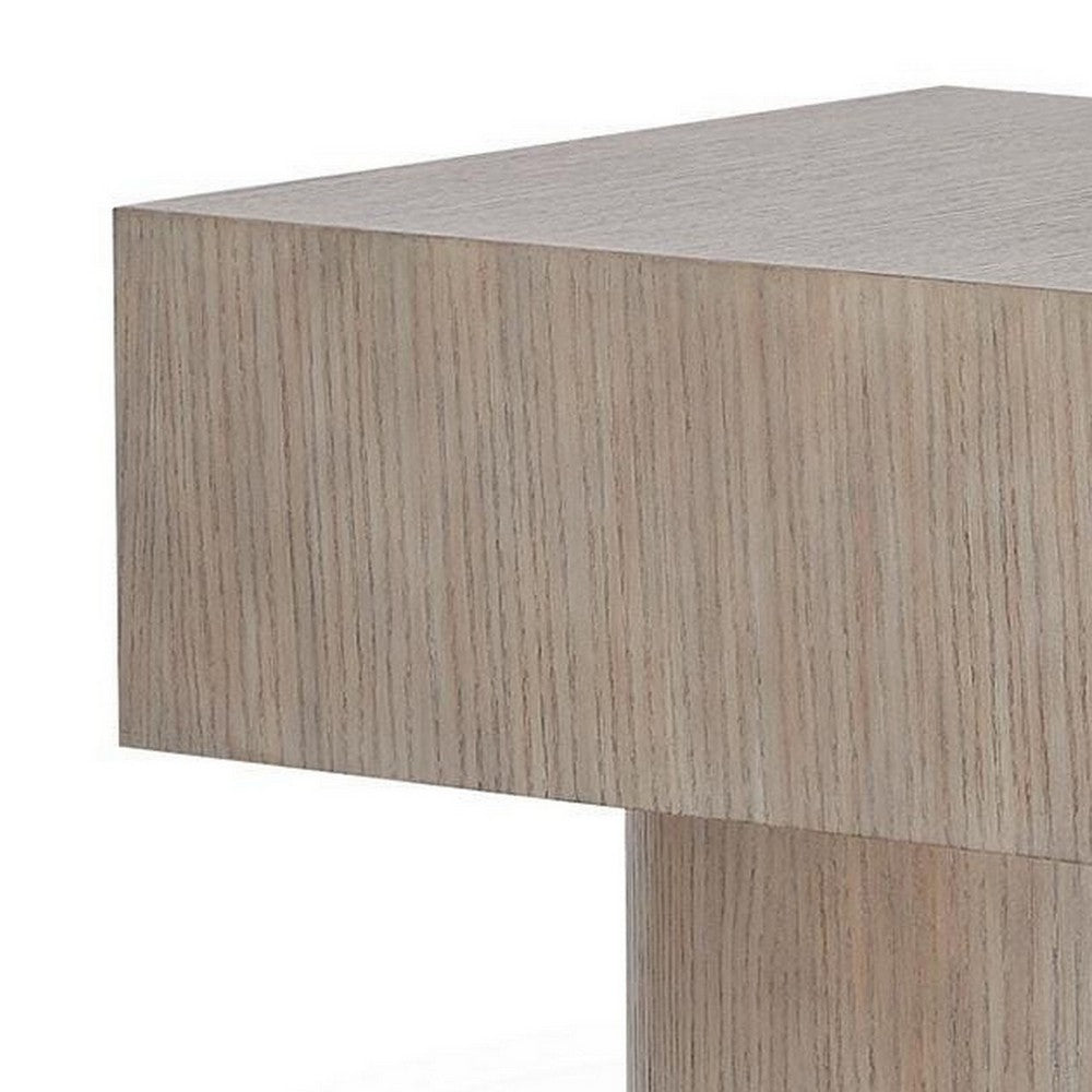 Jery End Side Table | Plinth Base | Thick Square Top | Gray Oak-Hardwood 24"