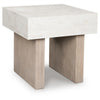 Laina Modern Square Side End Table with Faux Cement Top | Gray Wood 26"