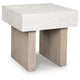 Laina Modern Square Side End Table with Faux Cement Top | Gray Wood 26"