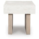 Laina Modern Square Side End Table with Faux Cement Top | Gray Wood 26"