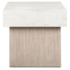 Laina Modern Square Side End Table with Faux Cement Top | Gray Wood 26"