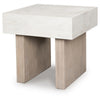 Laina Modern Square Side End Table with Faux Cement Top | Gray Wood 26"