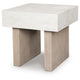 Laina Modern Square Side End Table with Faux Cement Top | Gray Wood 26"