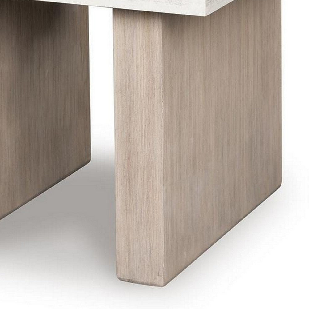 Laina Modern Square Side End Table with Faux Cement Top | Gray Wood 26"
