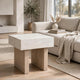 Laina Modern Square Side End Table with Faux Cement Top | Gray Wood 26"