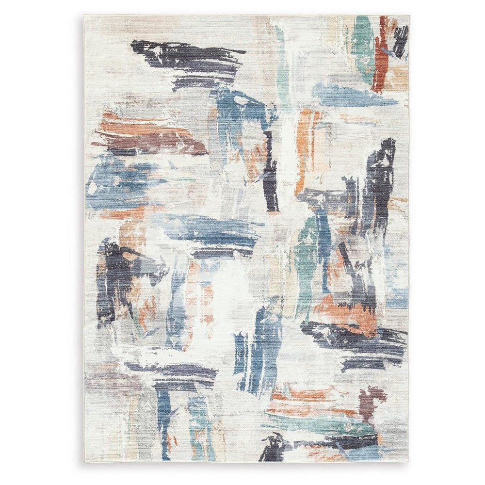 Hessy Abstract Large Area Rug with Brushstroke Pattern | Multicolor 8x10