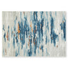 Vinly Washable Large Area Rug | Blue-Brown Abstract Design | Cream Polyester 8x10