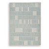 Dyni Medium Area Rug | Ivory-Blue Geometric Design | Wool-Polyester 5 x 7