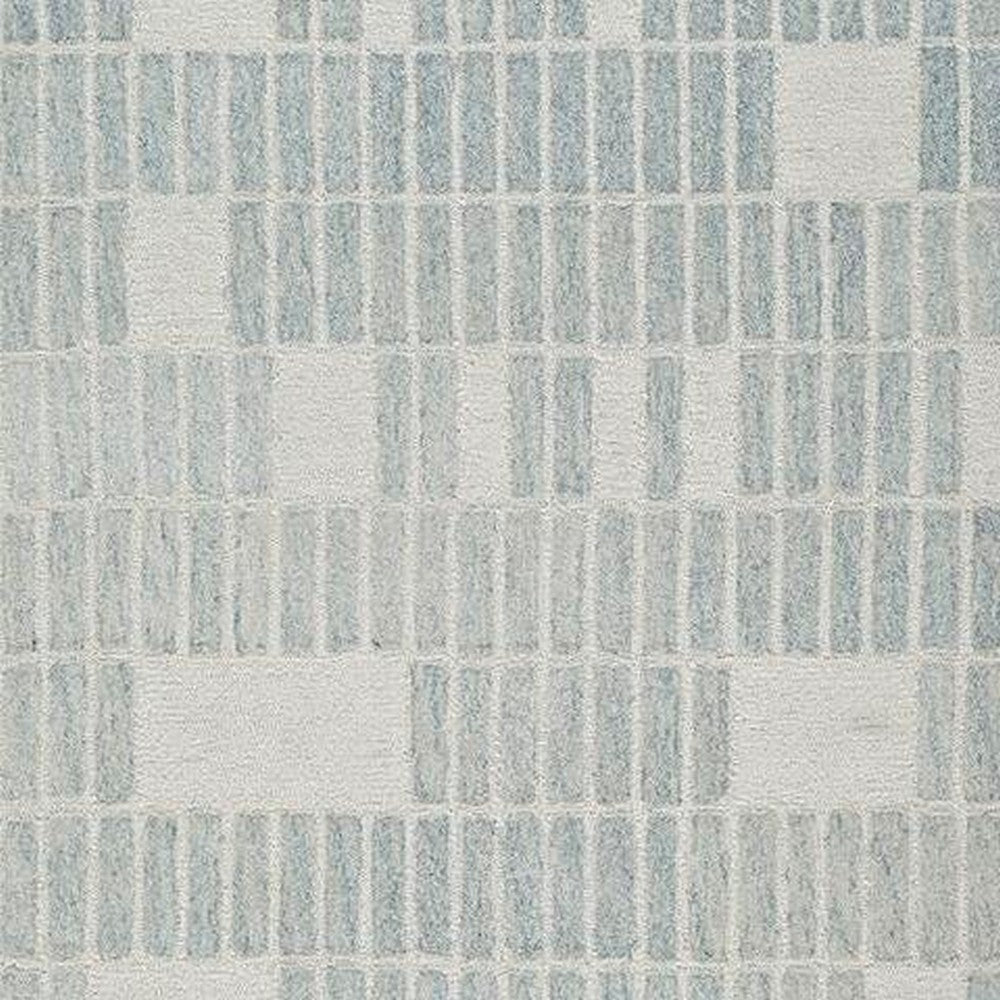 Dyni Medium Area Rug | Ivory-Blue Geometric Design | Wool-Polyester 5 x 7