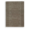 Amina H&-Tufted Medium Rug | Ivory Geometric-Medallion Motifs | Brown Wool 5x7