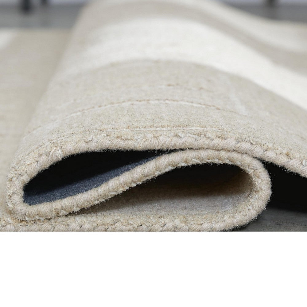 Berty H&-Tufted Medium Area Rug | Abstract Stripes |Tan | Ivory Wool 5x7