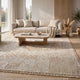 Berty H&-Tufted Medium Area Rug | Abstract Stripes |Tan | Ivory Wool 5x7
