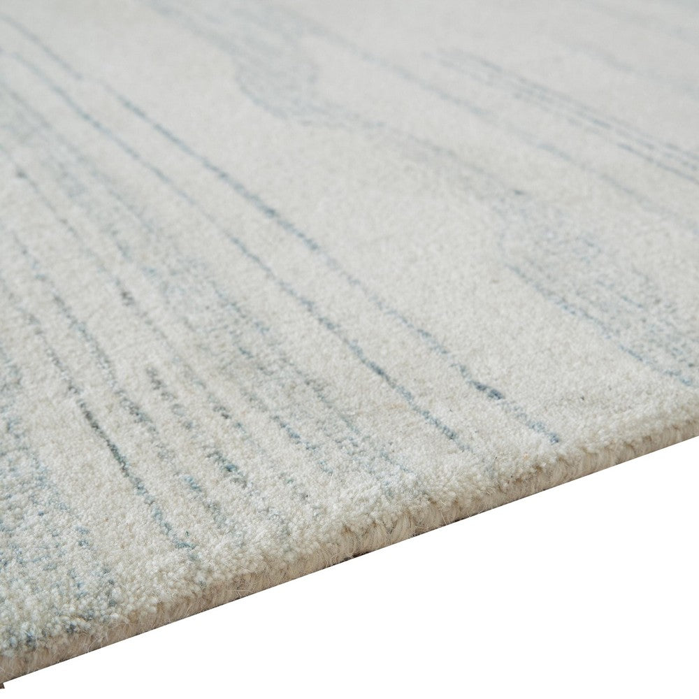 Genie H&-Tufted Medium Area Rug | Blue Abstract Design | Ivory Wool 5x7