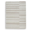Judy H&-Tufted Medium Area Rug with Tan Stripe Design | Ivory Wool-Polyester 5x7