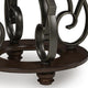 Falu Round End Table with Black Ornate Metal Base | Brown Birch Wood 25"