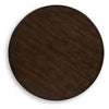 Falu Round End Table with Black Ornate Metal Base | Brown Birch Wood 25"