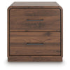 Fery Nightstand with 2 Drawers | Black Metal | Walnut Brown Wood 24"