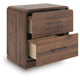 Fery Nightstand with 2 Drawers | Black Metal | Walnut Brown Wood 24"