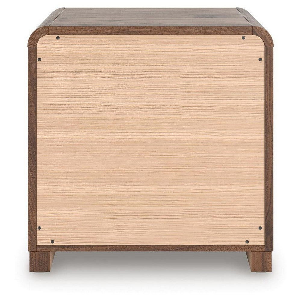 Fery Nightstand with 2 Drawers | Black Metal | Walnut Brown Wood 24"