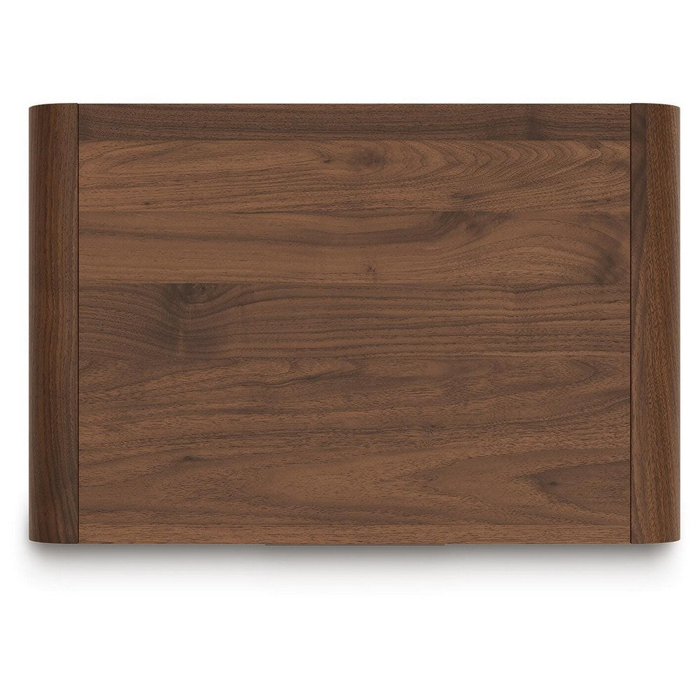 Fery Nightstand with 2 Drawers | Black Metal | Walnut Brown Wood 24"