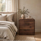 Fery Nightstand with 2 Drawers | Black Metal | Walnut Brown Wood 24"
